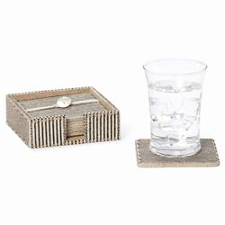 Bandar Rustic Lodge Brown Hair on Hide Striped Coaster - Set of 6|