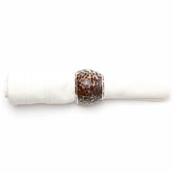 Olivia Coastal Beach Brown Shell Napkin Ring - Set of 4|