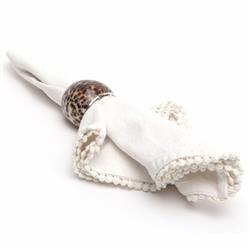 Olivia Coastal Beach Brown Shell Napkin Ring - Set of 4|