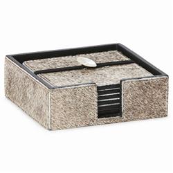 Browmley Rustic Lodge Grey Hair on Hide Coaster - Set of 6|