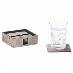 Browmley Rustic Lodge Grey Hair on Hide Coaster - Set of 6|
