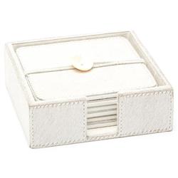 Browmley Rustic Lodge White Hair on Hide Coaster - Set of 6|