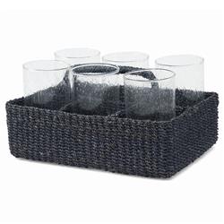 Voru Coastal Beach Blue Abaca Glassware Storage|
