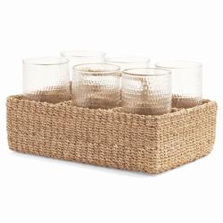 Voru Coastal Beach Brown Abaca Glassware Storage|