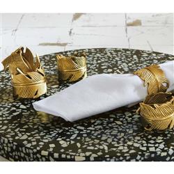 Neela Modern Classic Gold Brass Napkin Ring - Set of 4|