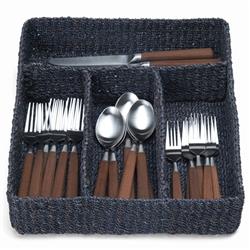 Voru Coastal Beach Blue Abaca Flatware Storage|