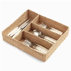 Voru Coastal Beach Brown Abaca Flatware Storage|