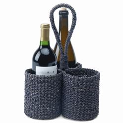 Voru Coastal Beach Blue Abaca Wine Bottle Holder|
