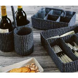 Voru Coastal Beach Blue Abaca Wine Bottle Holder|