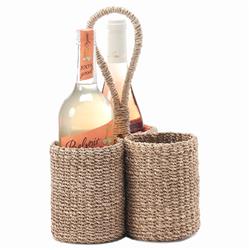 Voru Coastal Beach Brown Abaca Wine Bottle Holder|