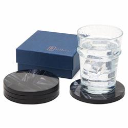 Vincent Modern Classic Black Resin Coaster - Set of 4|