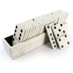 Royal Hollywood Regency White Bone Domino Game Set|