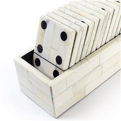 Royal Hollywood Regency White Bone Domino Game Set|
