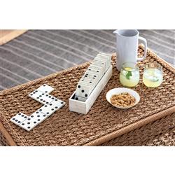 Royal Hollywood Regency White Bone Domino Game Set|