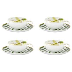 Amazonia Global Green Porcelain Tea Cup and Saucer - Set of 4|