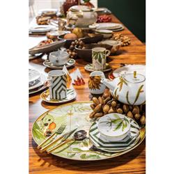 Amazonia Global Green Porcelain Tea Cup and Saucer - Set of 4|