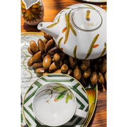 Amazonia Global Green Porcelain Tea Cup and Saucer - Set of 4|