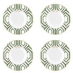 Amazonia Global Bazaar Green Porcelain Pasta Plate - Set of 4|
