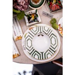 Amazonia Global Bazaar Green Porcelain Pasta Plate - Set of 4|