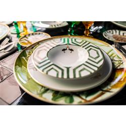 Amazonia Global Bazaar Green Porcelain Pasta Plate - Set of 4|