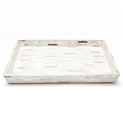 Pigeon and Poodle Cortona Coastal Beach Silver Shell Tapered Tray - Set of 2|