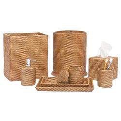 Pigeon and Poodle Dalton Coastal Beach Brown Rattan Brush Holder|