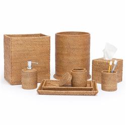 Pigeon and Poodle Dalton Coastal Beach Brown Rattan Tissue Box|