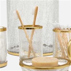 Pigeon and Poodle Pomaria Hollywood Gold Accent Clear Glass Brush Holder|