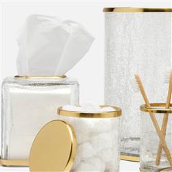 Pigeon and Poodle Pomaria Hollywood Gold Accent Clear Glass Waste Basket|