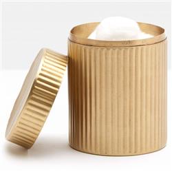 Pigeon and Poodle Redon Modern Antique Brass Ribbed Metal Canister - Small|