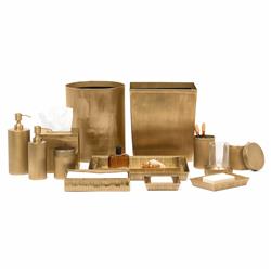 Pigeon and Poodle Redon Modern Antique Brass Ribbed Metal Tissue Box - Small|