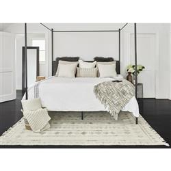 Teo Coastal Beach Cream Wool Geometric Patterned Rug - 3'6"x5'6"|