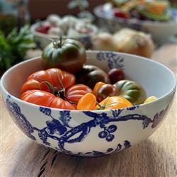Arcadia Costal Beach Blue Floral Porcelain Vegetable Serving Bowl|