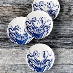 Lucy Coastal Beach Blue Porcelain Canape Plate - Set of 4|