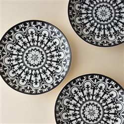 Casablanca Global Bazaar Black Porcelain Canape Plate - Set of 4|