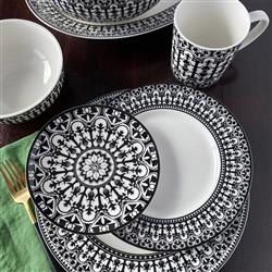 Casablanca Global Bazaar Black Porcelain Canape Plate - Set of 4|