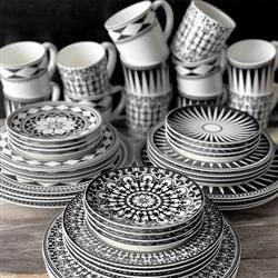Casablanca Global Bazaar Black Porcelain Canape Plate - Set of 4|