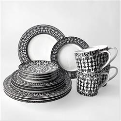 Casablanca Global Bazaar Black Porcelain Canape Plate - Set of 4|