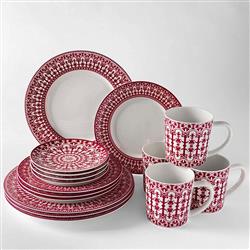 Casablanca Global Bazaar Crimson Porcelain Canape Plate - Set of 4|
