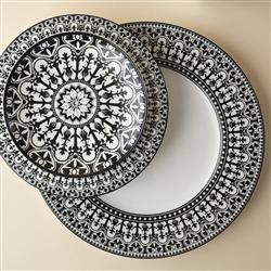 Casablanca Global Bazaar Black Porcelain Salad Plate|