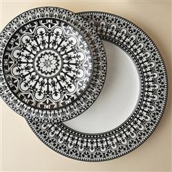 Casablanca Global Bazaar Black Porcelain Dinner Plate|