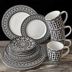 Casablanca Global Bazaar Black Porcelain Dinner Plate|