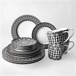 Casablanca Global Bazaar Black Porcelain Dinner Plate|