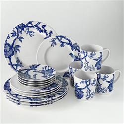 Arcadia Costal Beach Blue Floral Porcelain Dinner Plate|