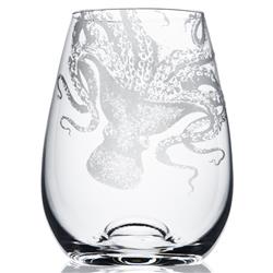 Lucy Coastal Beach Clear Stemless Wine Glass - Set of 2|