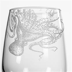 Lucy Coastal Beach Clear Stemless Wine Glass - Set of 2|
