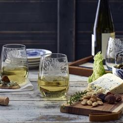 Lucy Coastal Beach Clear Stemless Wine Glass - Set of 2|