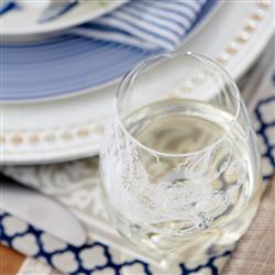 Lucy Coastal Beach Clear Stemless Wine Glass - Set of 2|