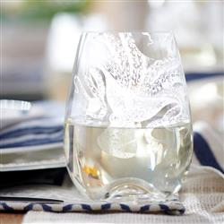 Lucy Coastal Beach Clear Stemless Wine Glass - Set of 2|