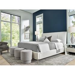 Jhay Modern Classic White Performance Upholstered Silver Metal Bed - King|